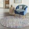 Homeroots 4 ft. Round Ivory Abstract Striations Area Rug 385351 - alternate 5